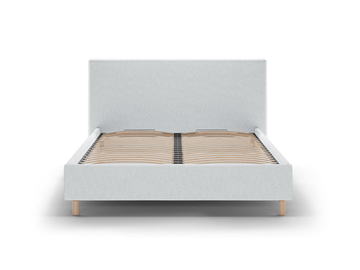 Stauraumbett Eloise von Micadoni mit gepolstertem Kopfteil, Stoffbezug und Holzbeinen