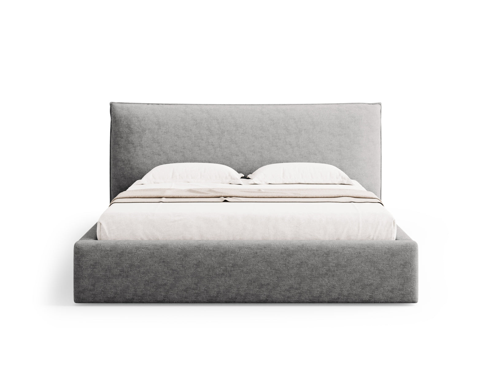 Modernes Kaelle Bett mit integriertem Stauraum und ansprechendem Kopfteil, 160 cm breit, perfekt für stilvolle Schlafzimmerlösungen.