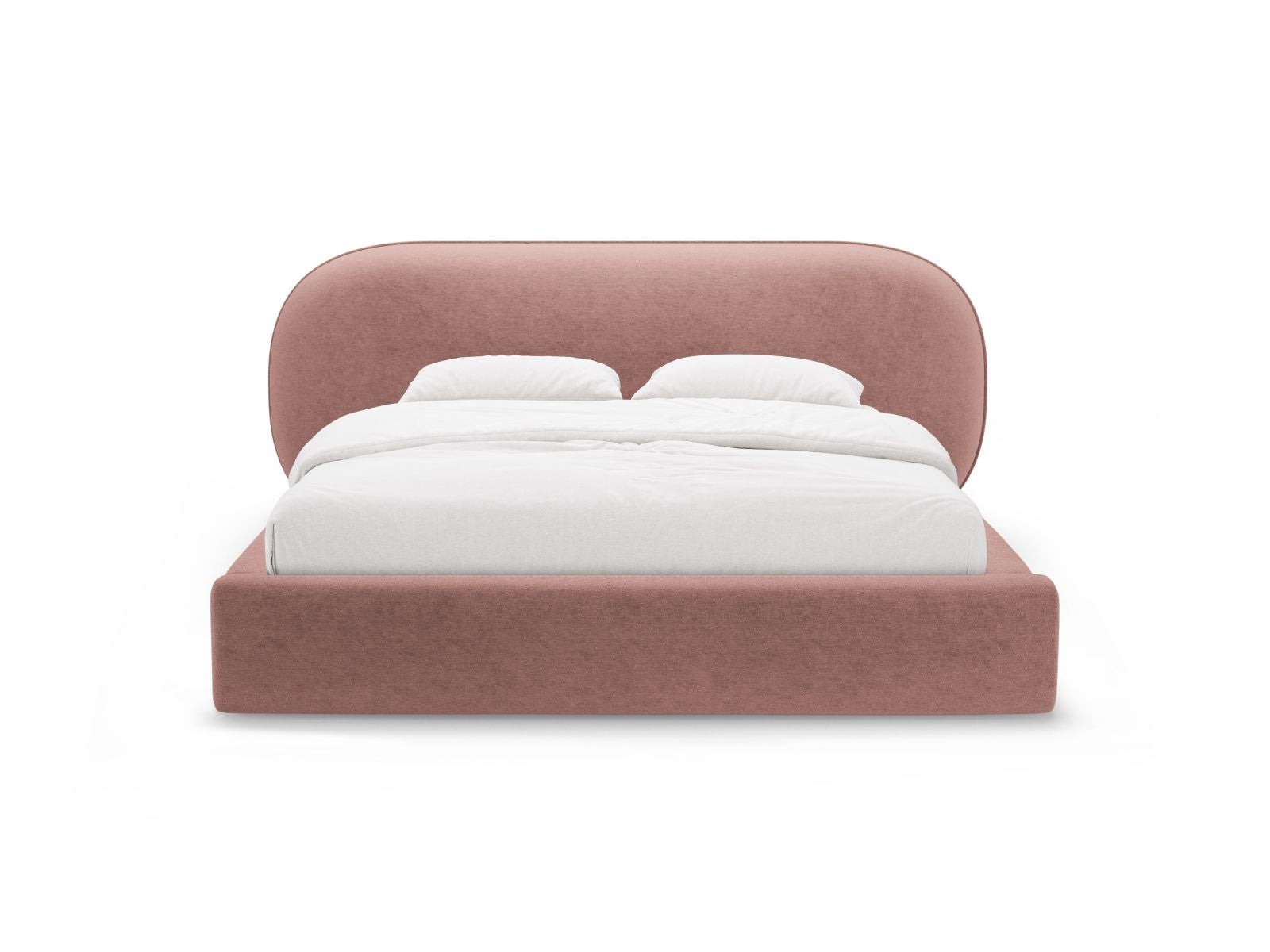 Elegantes Ovalo Bett mit Stauraum und Kopfteil in 160cm Breite, ideal für stilvolle Schlafzimmer, von Micadoni.