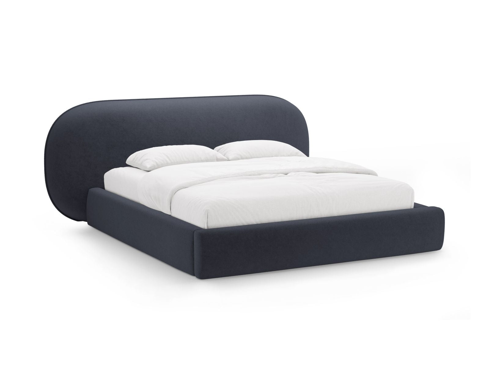 Ovalo Bett mit Stauraum mit Kopfteil 160cm in Dark Blue-Perfect Harmony präsentiert im Onlineshop von KAQTU Design AG. Bett ist von Micadoni
