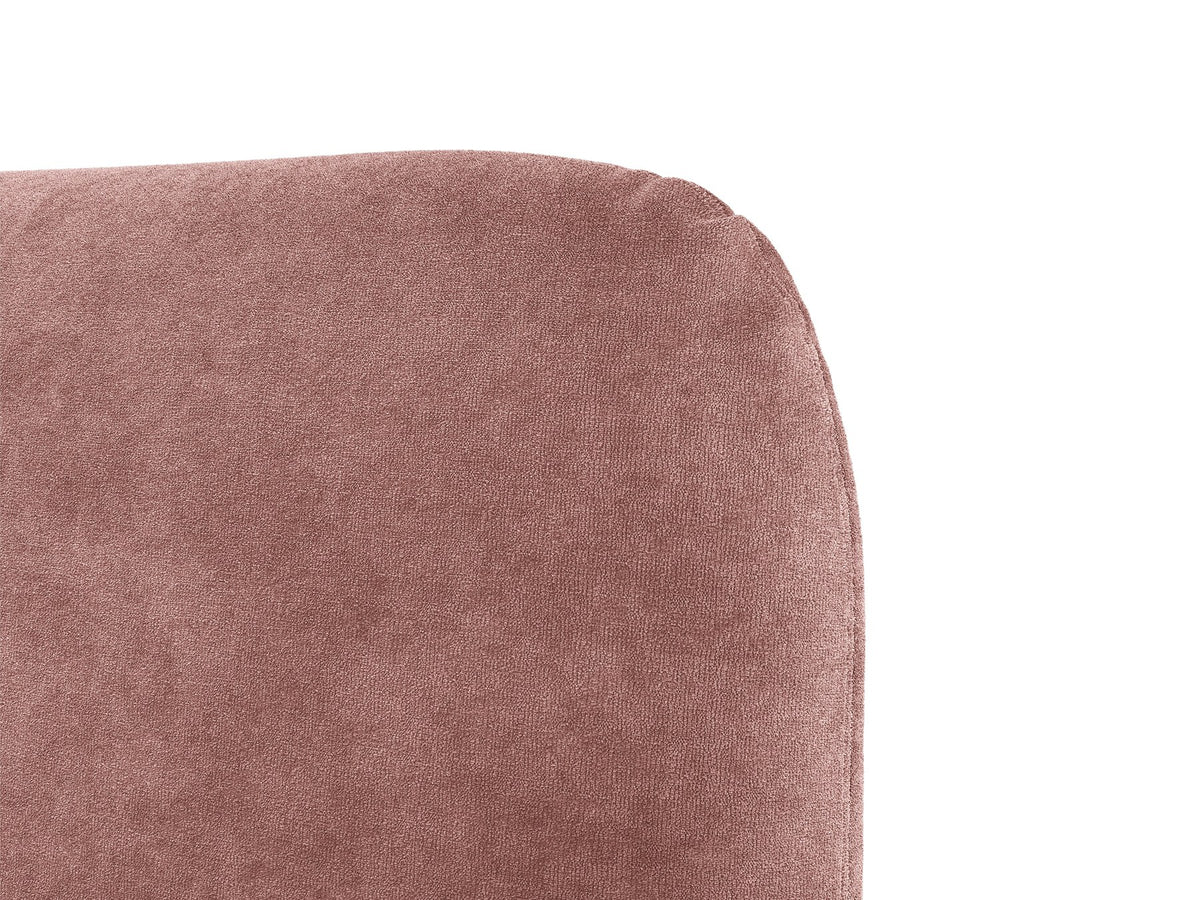 Polstergestell des Vera Betts mit abgerundetem Kopfteil in Chenille-Stoff Perfect Harmony, hellbeige, mit gepolsterten Holzbeinen.