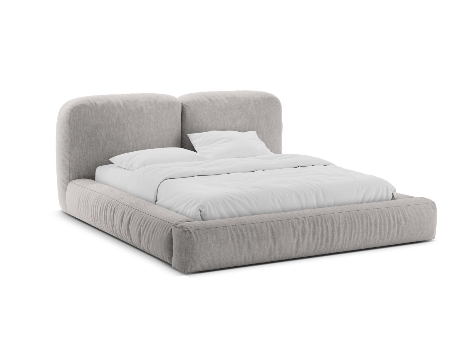 Martina Bett mit Stauraum mit Kopfteil 160cm in Light Grey-Boston präsentiert im Onlineshop von KAQTU Design AG. Bett ist von Micadoni