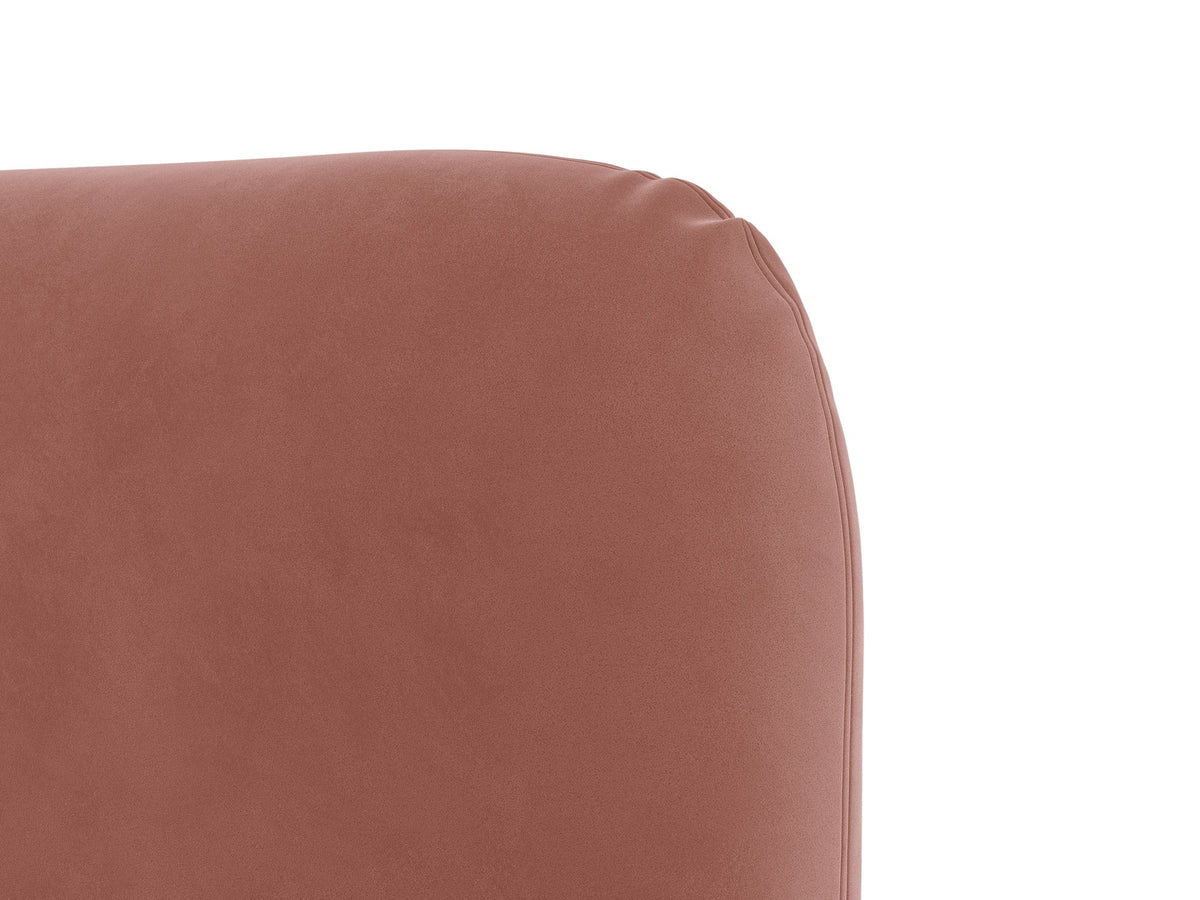 Polstergestell des Vera Betts mit abgerundetem Kopfteil in Chenille-Stoff Perfect Harmony, hellbeige, mit gepolsterten Holzbeinen.