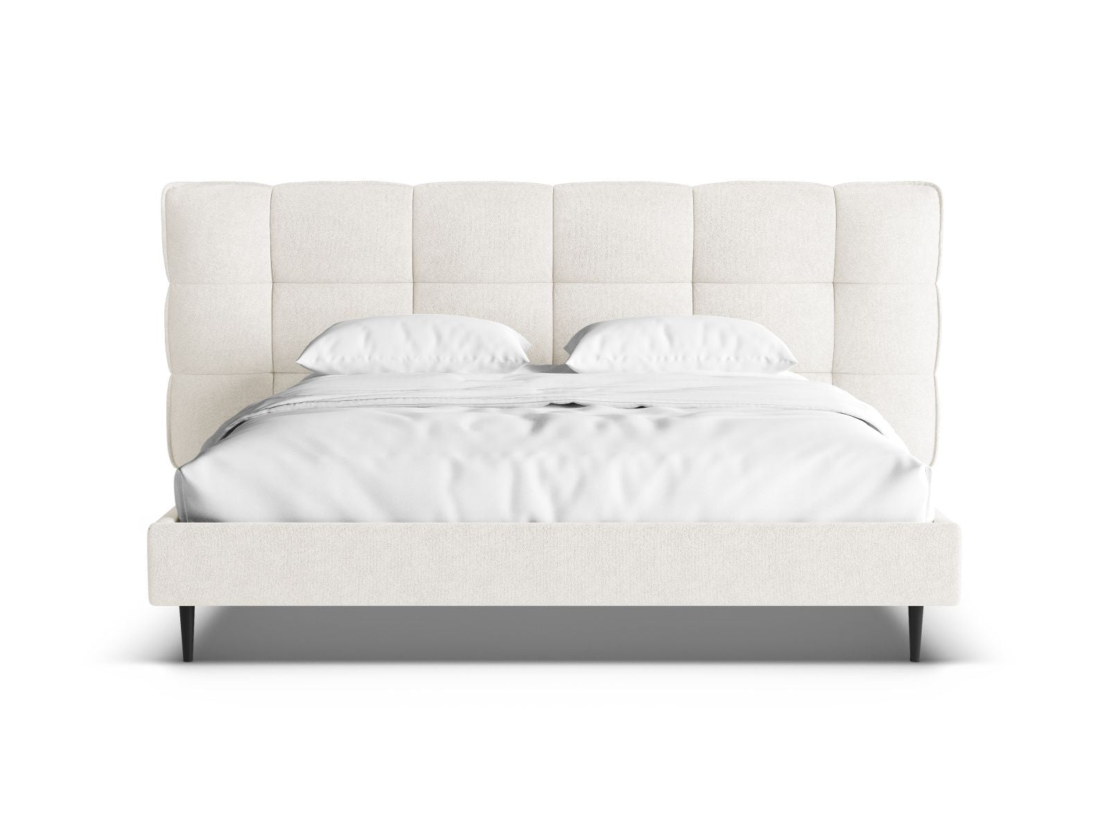 Modernes Eric Bett in Ivory-Sicuro mit praktischem Stauraum und elegantem Kopfteil, ideal für stilvolle Schlafzimmergestaltung.