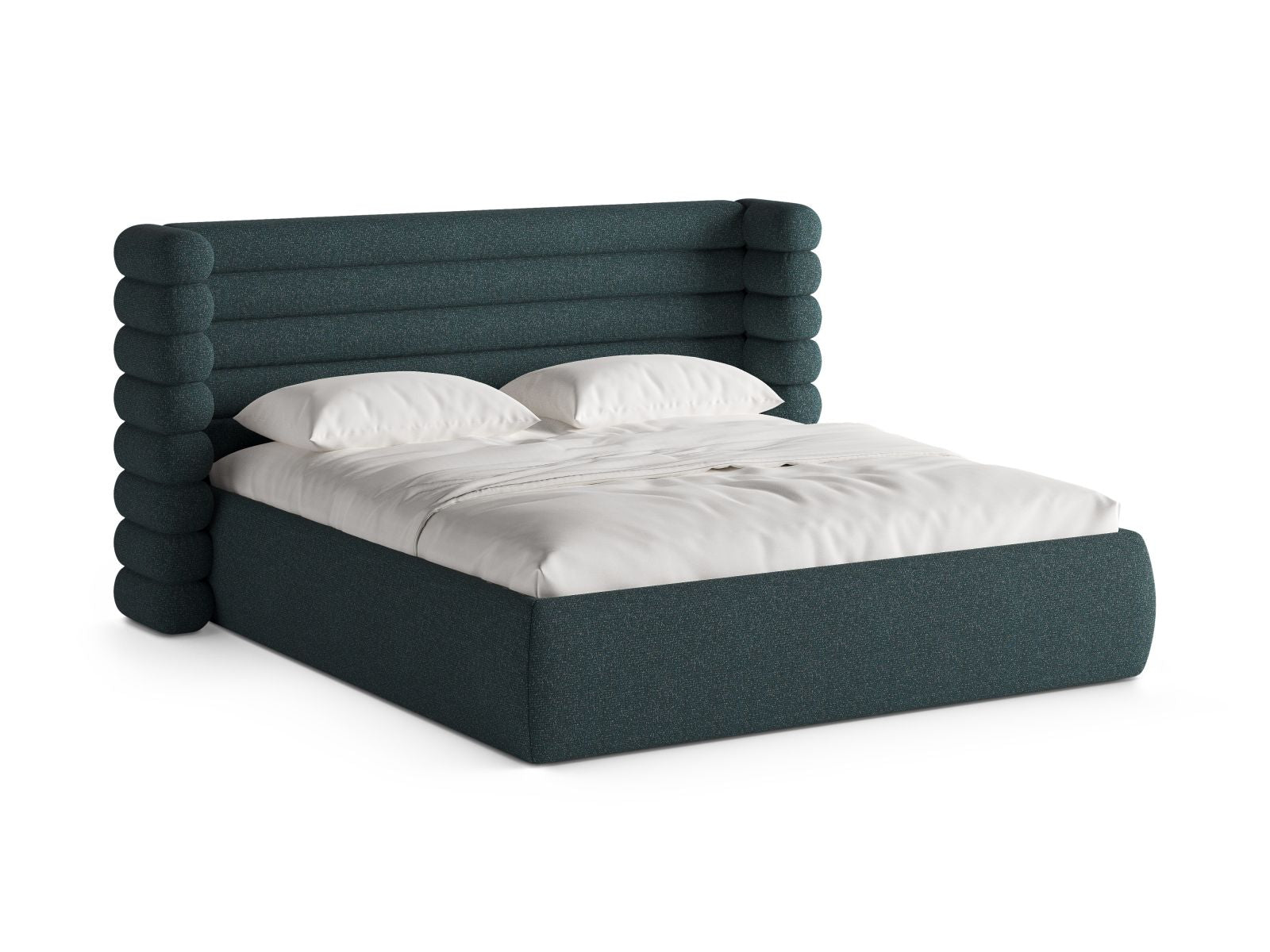 Mount Bett mit Stauraum mit Kopfteil 160cm in Green Blue Melange-Puente präsentiert im Onlineshop von KAQTU Design AG. Bett ist von Micadoni