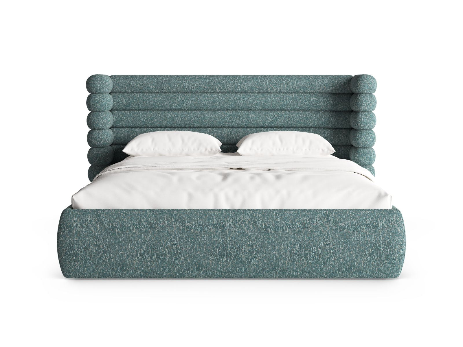 Elegantes Mount Bett mit Stauraum und Kopfteil in Blue Melange-Puente, ideal für stilvolle Schlafzimmerlösungen von Micadoni.