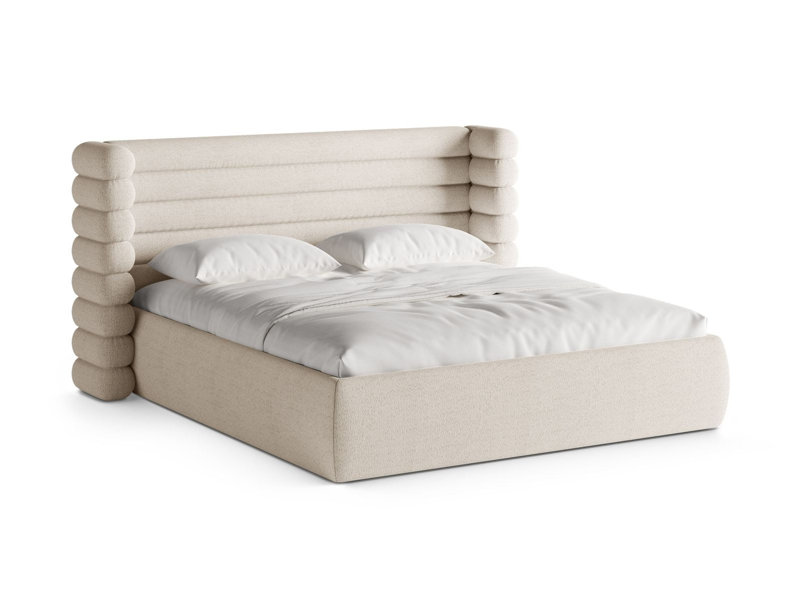 Mount Bett mit Stauraum mit Kopfteil 160cm in Light Beige-CORAL präsentiert im Onlineshop von KAQTU Design AG. Bett ist von Micadoni