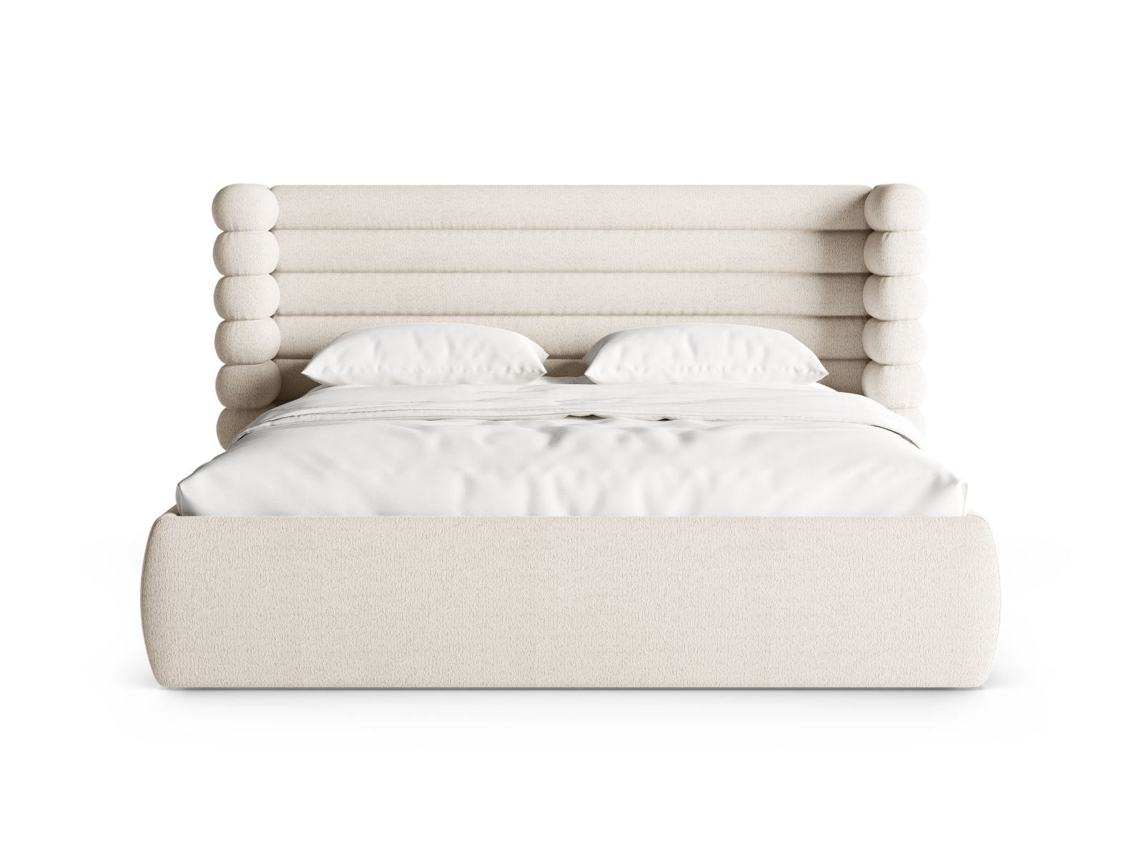 Elegantes Mount Bett in Light Beige mit praktischem Stauraum und stilvollem Kopfteil, ideal für moderne Schlafzimmer.