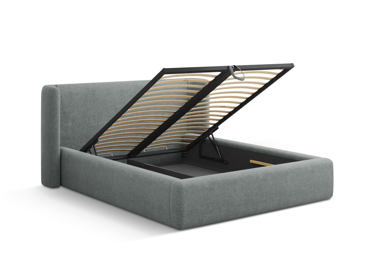 Jolene Bett mit Stauraum und Headboard 160cm in Dark Grey-Wind präsentiert im Onlineshop von KAQTU Design AG. Bett ist von Micadoni
