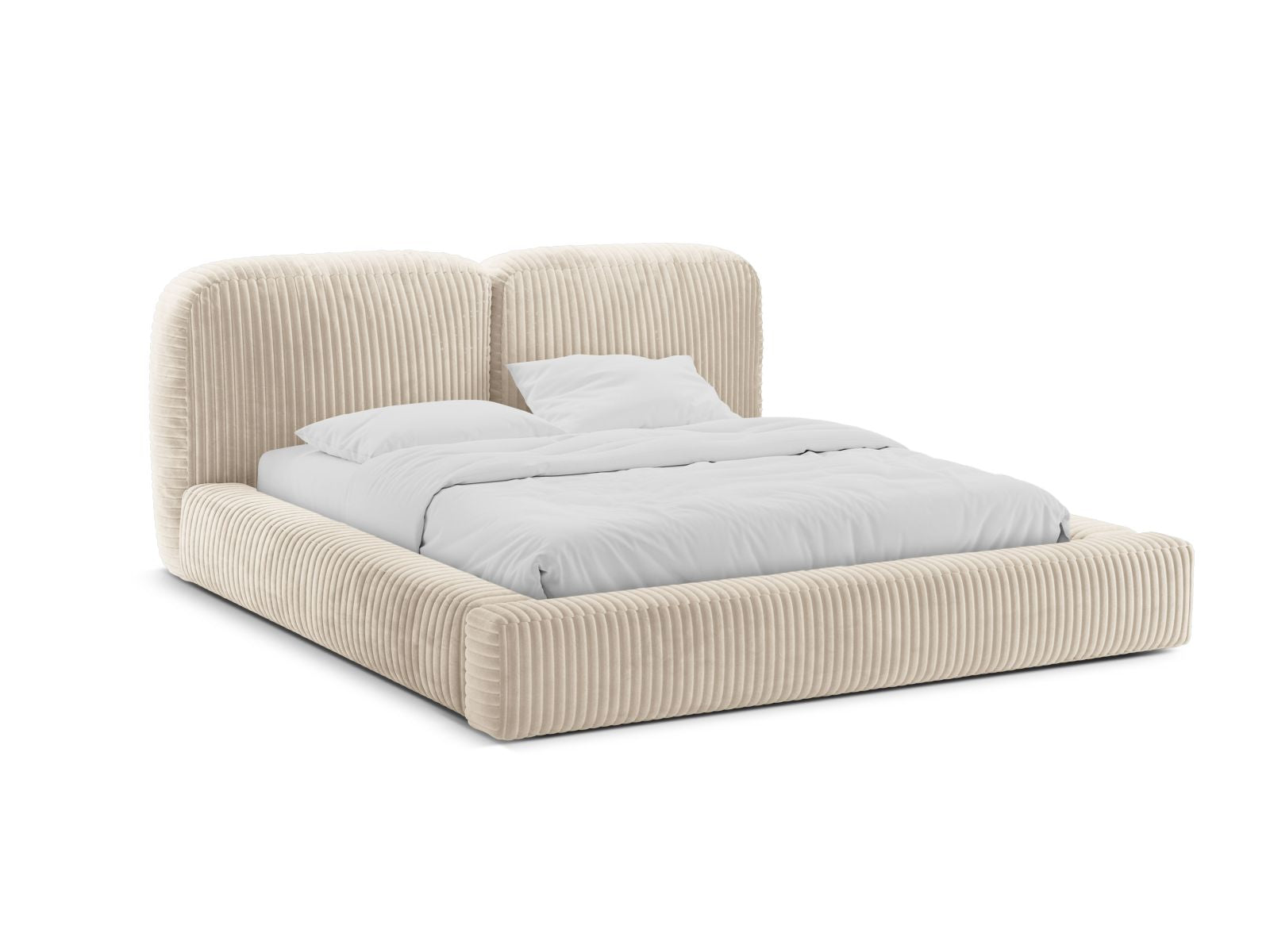 Martina Bett mit Stauraum mit Kopfteil 160cm in Light Beige-Tilia präsentiert im Onlineshop von KAQTU Design AG. Bett ist von Micadoni
