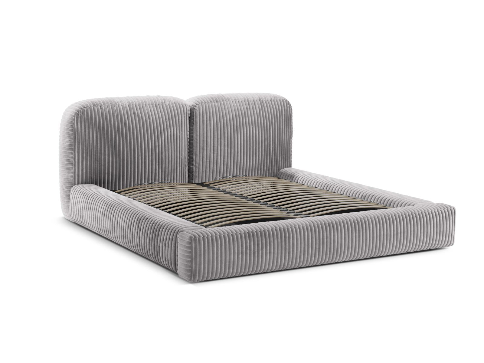 Elegantes Martina Bett in dezentem Grau, ausgestattet mit praktischem Stauraum und einem modernen Kopfteil für stilvolle Schlafzimmer.
