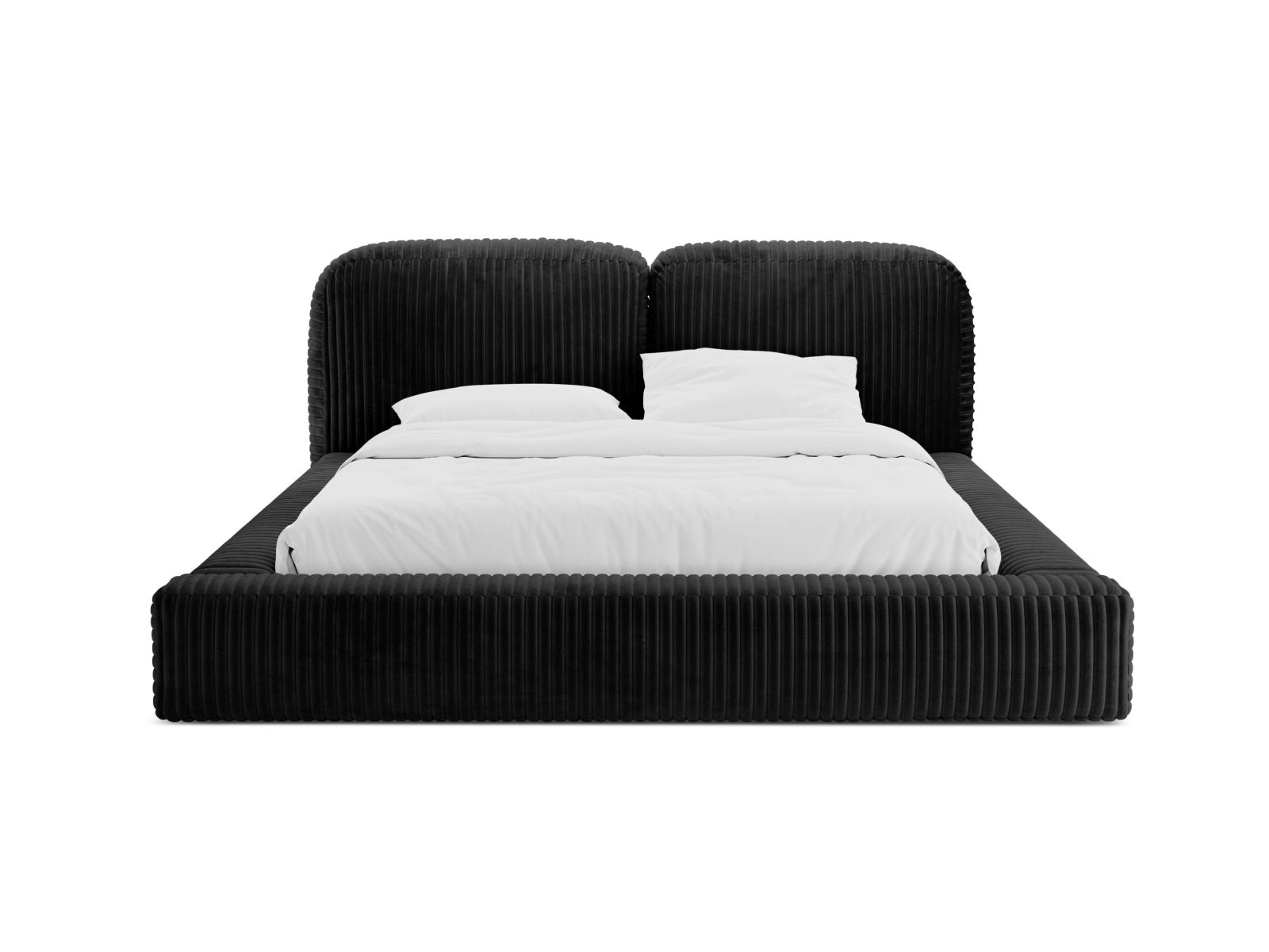 Elegantes Martina Bett mit 160 cm Breite, Stauraum und stilvollem Kopfteil in Black-Tilia, ideal für modernes Wohnen.