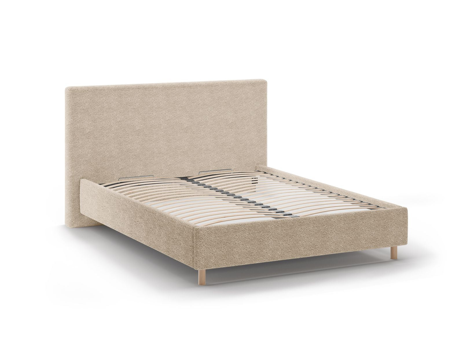 Elegantes Eloise Bett in Sand-Rolf, 160 cm breit, bietet praktischen Stauraum und ein geschmackvolles Kopfteil für Ihr Schlafzimmer.