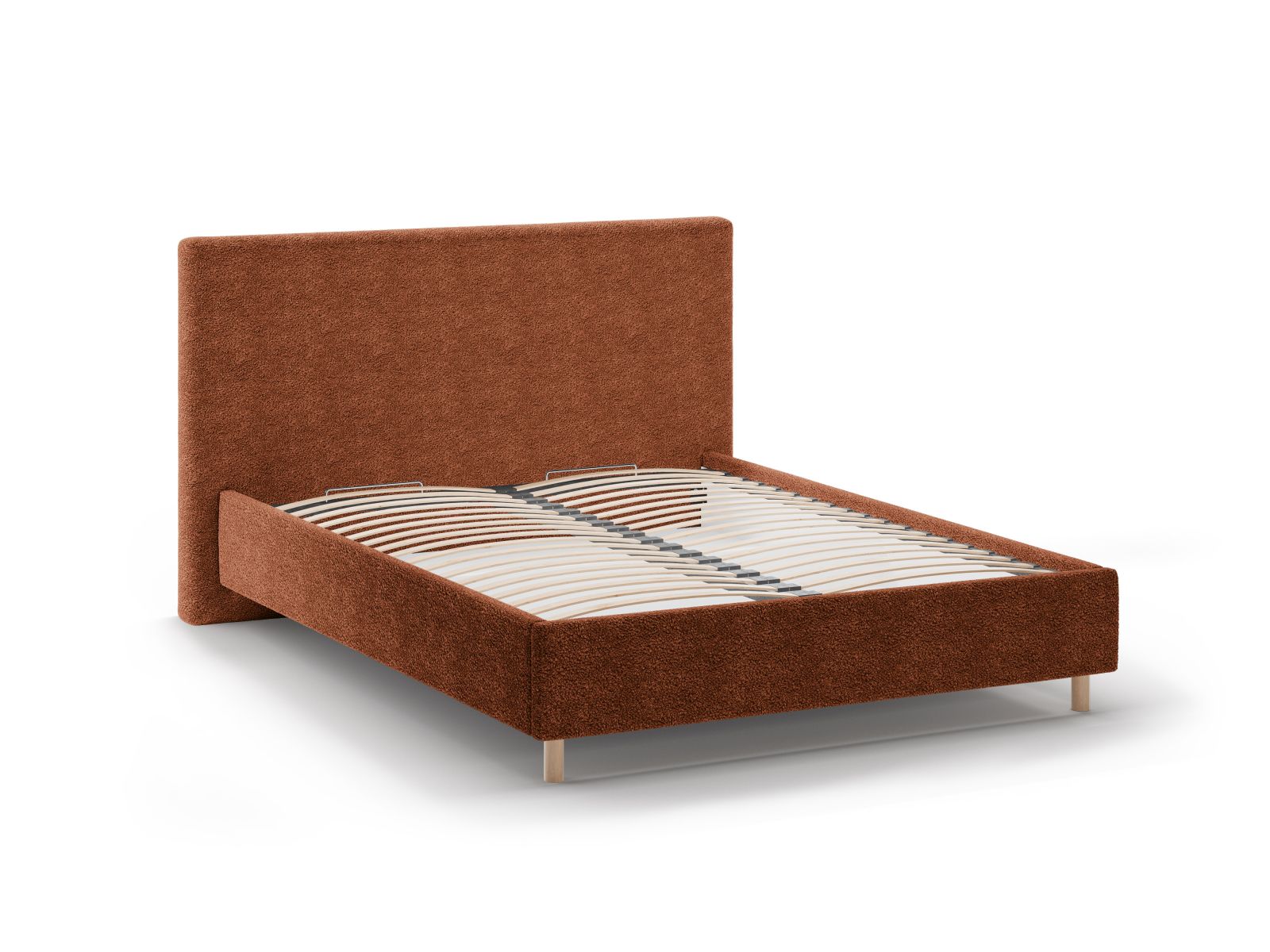 Elegantes Eloise Bett in 160 cm Breite, ausgestattet mit praktischem Stauraum und einem modernen Kopfteil in Brick-Rolf für stilvolle Schlafzimmer.