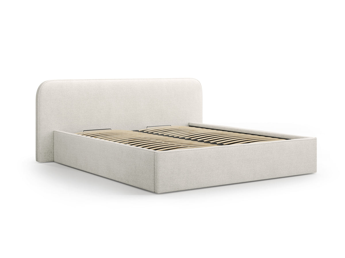 Elizabeth Bett mit Stauraum und Headboard 160cm in Grey Beige Melange-Monet präsentiert im Onlineshop von KAQTU Design AG. Bett ist von Micadoni