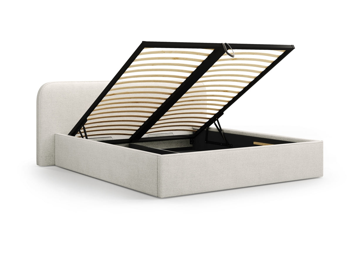 Elizabeth Bett mit Stauraum und Headboard 160cm in Grey Beige Melange-Monet präsentiert im Onlineshop von KAQTU Design AG. Bett ist von Micadoni