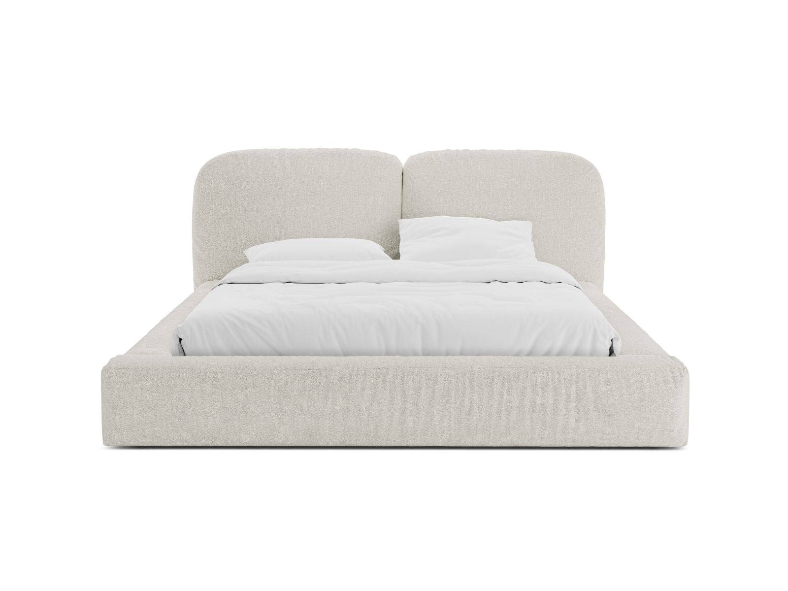 Elegantes Martina Bett mit 160 cm Breite, Stauraum und stilvollem Kopfteil in Grey Beige Melange, ideal für moderne Schlafzimmer.