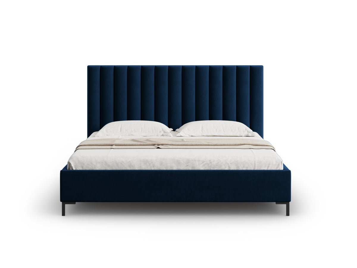 Allison Bett mit Stauraum und Headboard 160cm in Royal Blue-Bluvel präsentiert im Onlineshop von KAQTU Design AG. Bett ist von Micadoni