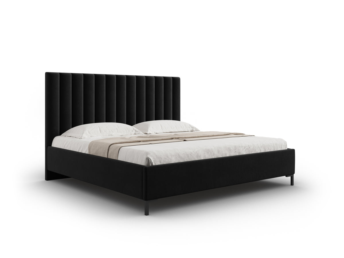 Allison Bett mit Stauraum und Headboard 160cm in Black-Bluvel präsentiert im Onlineshop von KAQTU Design AG. Bett ist von Micadoni