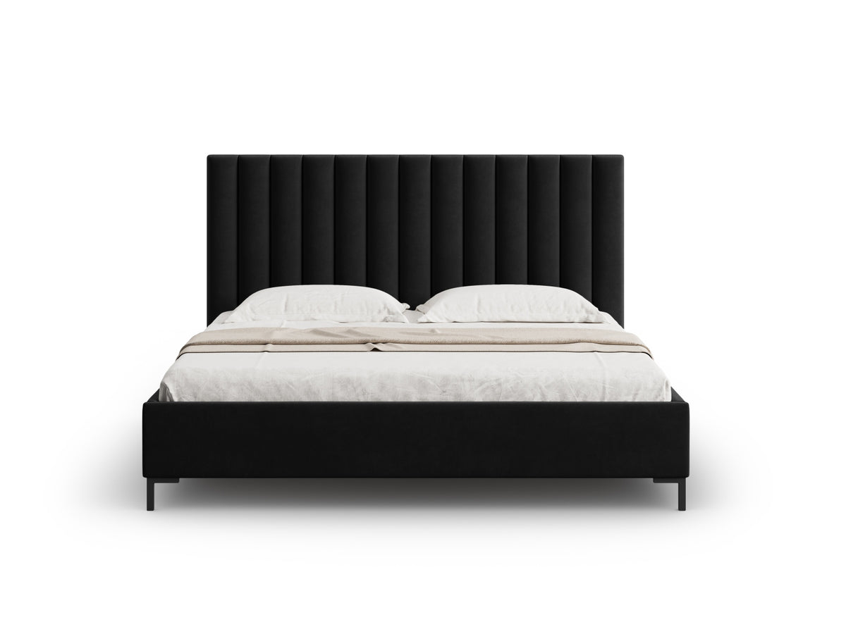 Allison Bett mit Stauraum und Headboard 160cm in Black-Bluvel präsentiert im Onlineshop von KAQTU Design AG. Bett ist von Micadoni