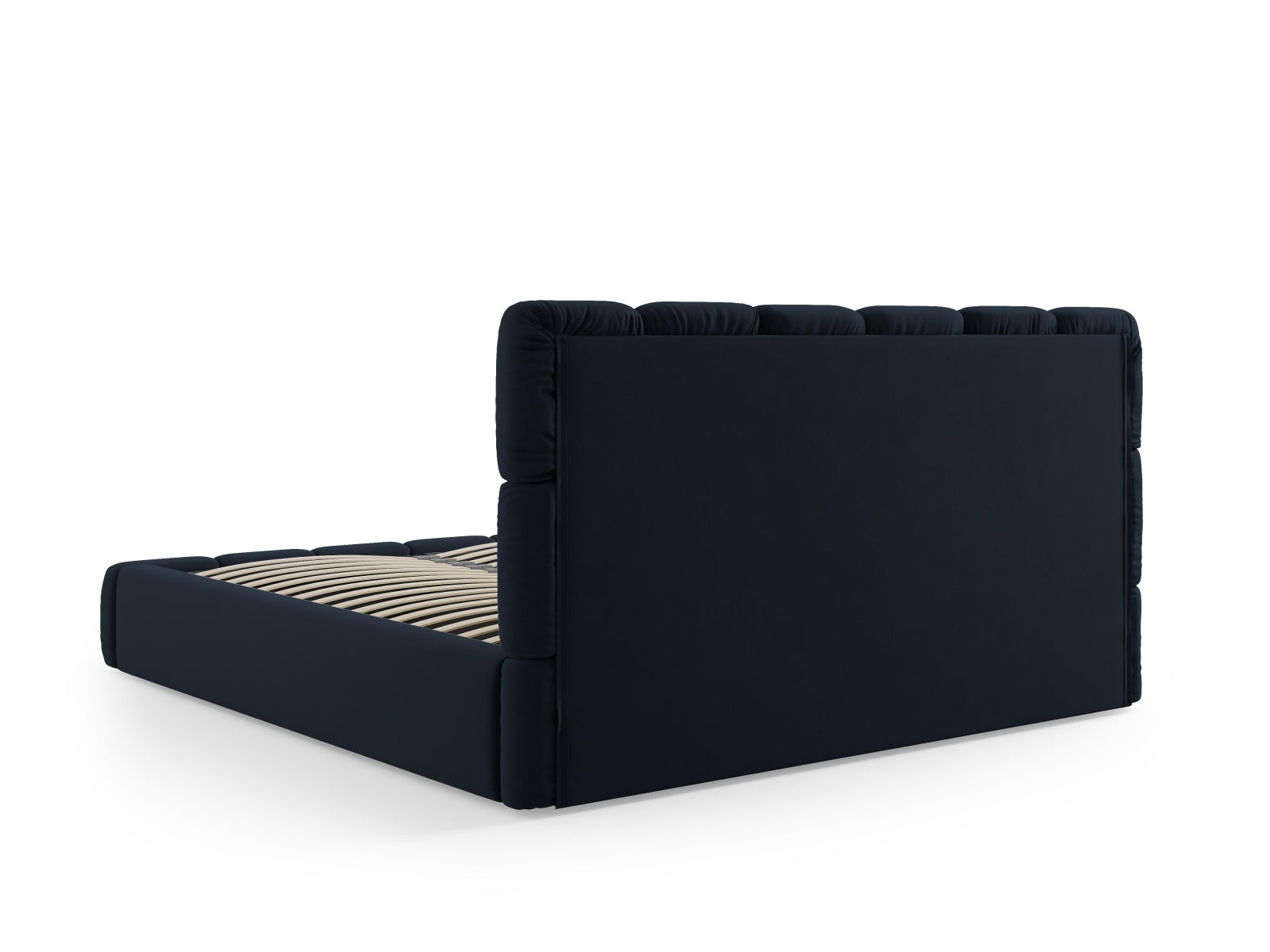 Bellis Velour Bett mit Stauraum und Headboard  180cm in Dark Blue präsentiert im Onlineshop von KAQTU Design AG. Bett ist von Micadoni
