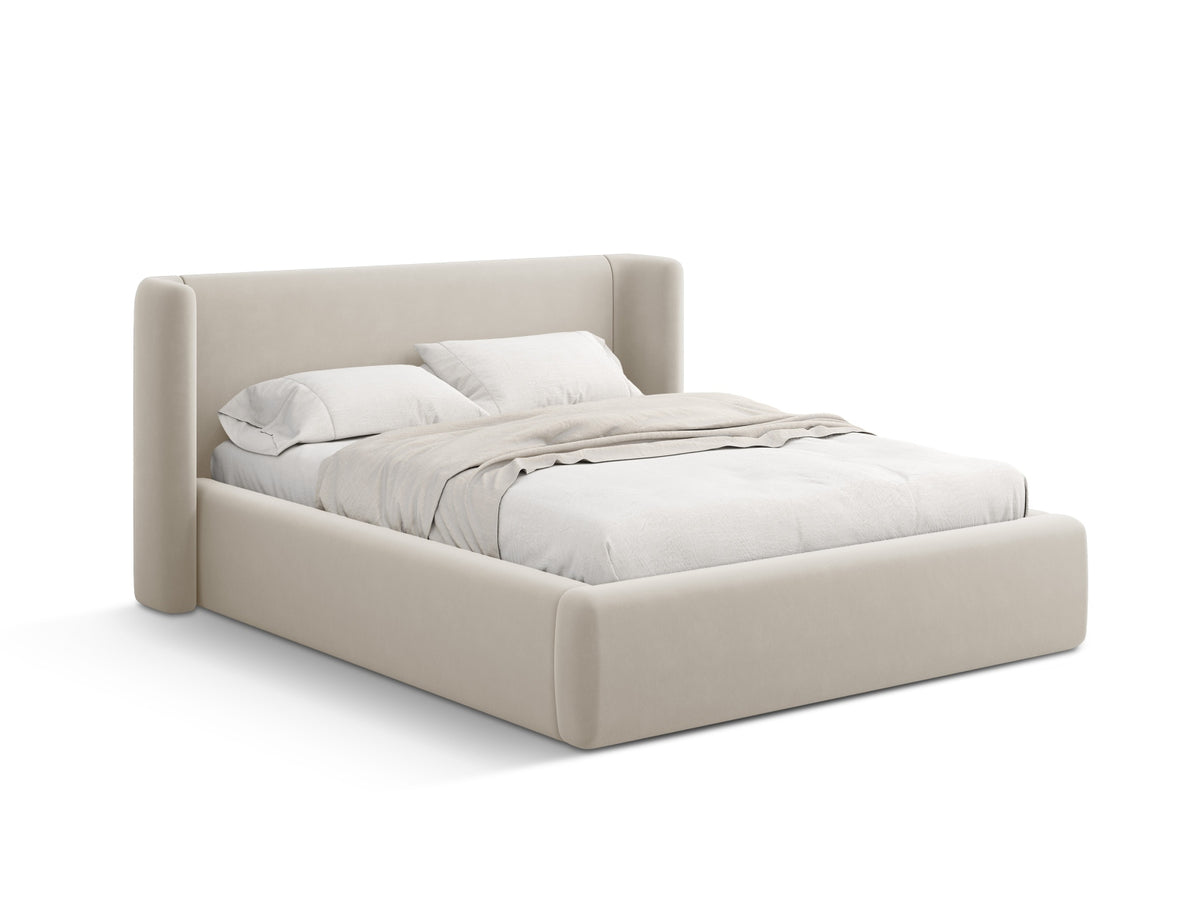 Jolene Bett mit Stauraum und Headboard 160cm in Dark Beige-Bluvel präsentiert im Onlineshop von KAQTU Design AG. Bett ist von Micadoni