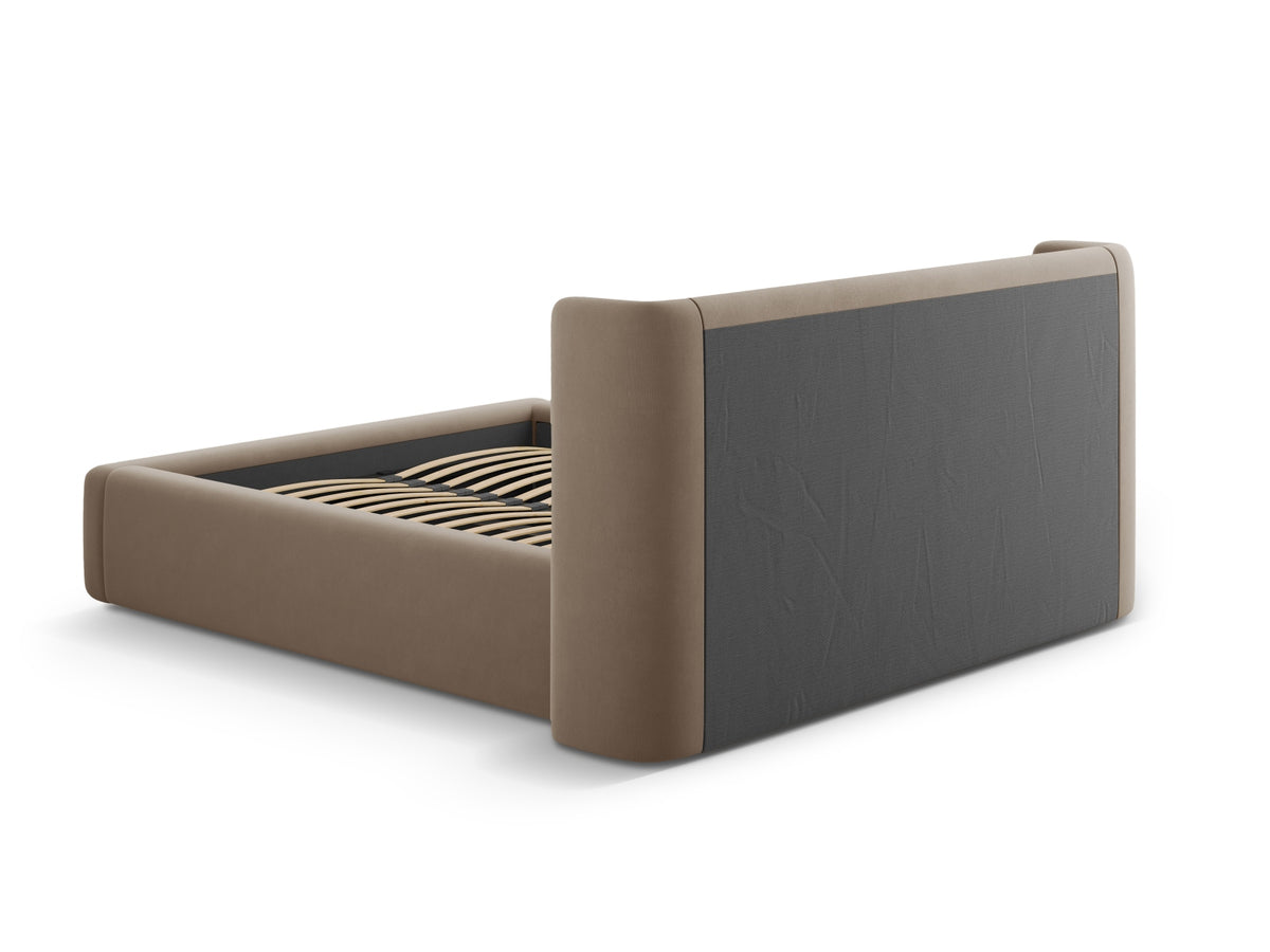 Jolene Bett mit Stauraum und Headboard 160cm in Cappuccino-Bluvel präsentiert im Onlineshop von KAQTU Design AG. Bett ist von Micadoni