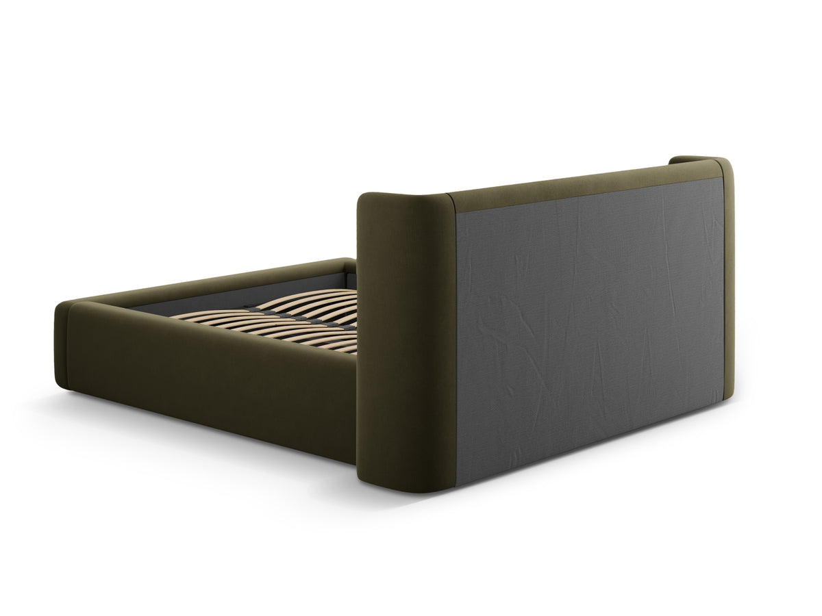 Jolene Bett mit Stauraum und Headboard 160cm in Green-Bluvel präsentiert im Onlineshop von KAQTU Design AG. Bett ist von Micadoni