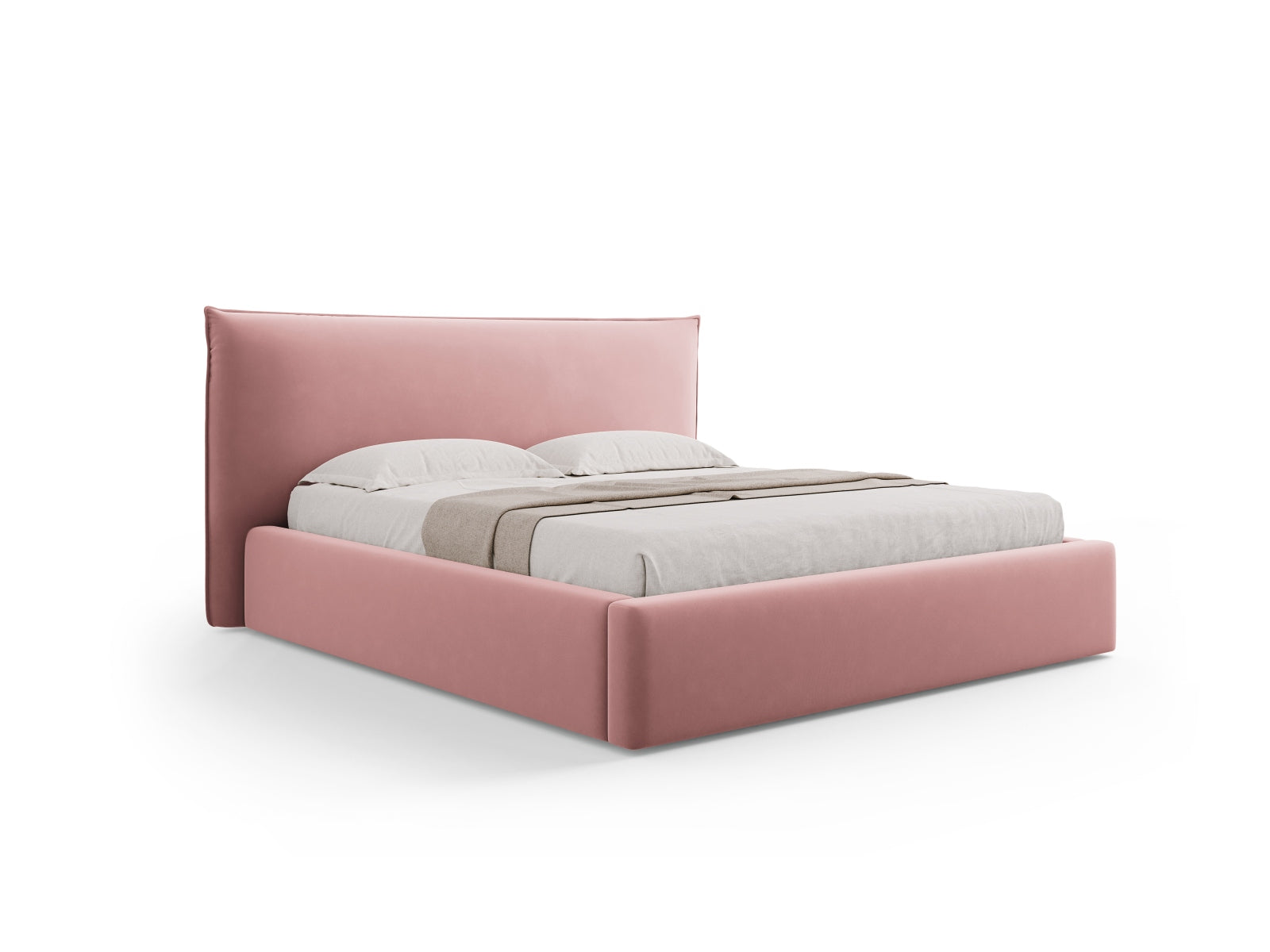 Kaelle Velour Bett mit Stauraum und Headboard 160cm in Pink-Bluvel präsentiert im Onlineshop von KAQTU Design AG. Bett ist von Micadoni
