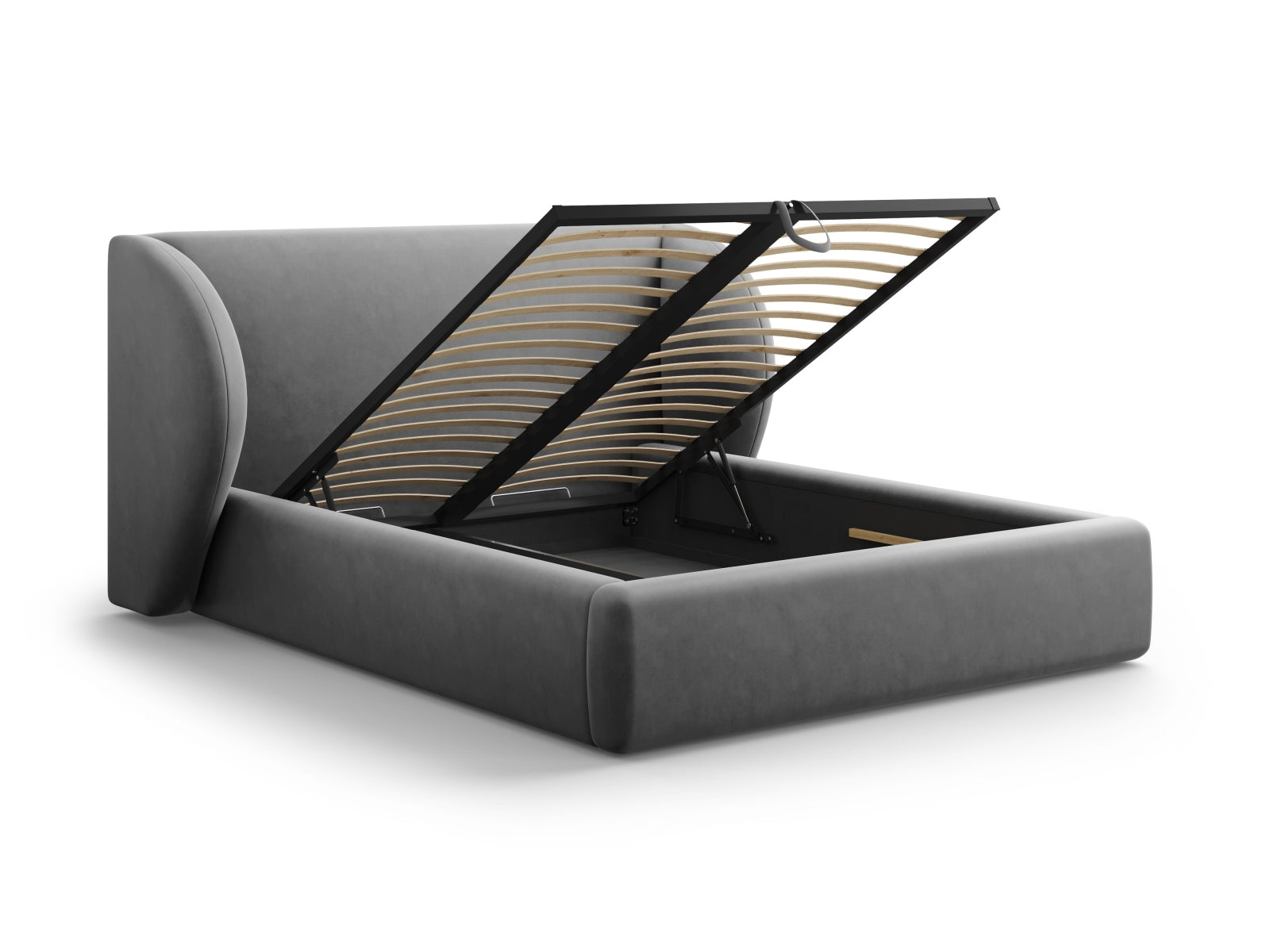 Miley Velour Bett mit Stauraum und Headboard  207cm in Grey präsentiert im Onlineshop von KAQTU Design AG. Bett ist von Micadoni