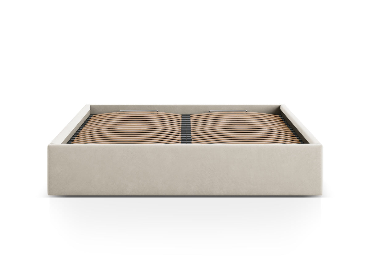 Susan Bett mit Stauraum 160cm in Dark Beige-Bluvel präsentiert im Onlineshop von KAQTU Design AG. Bett ist von Micadoni