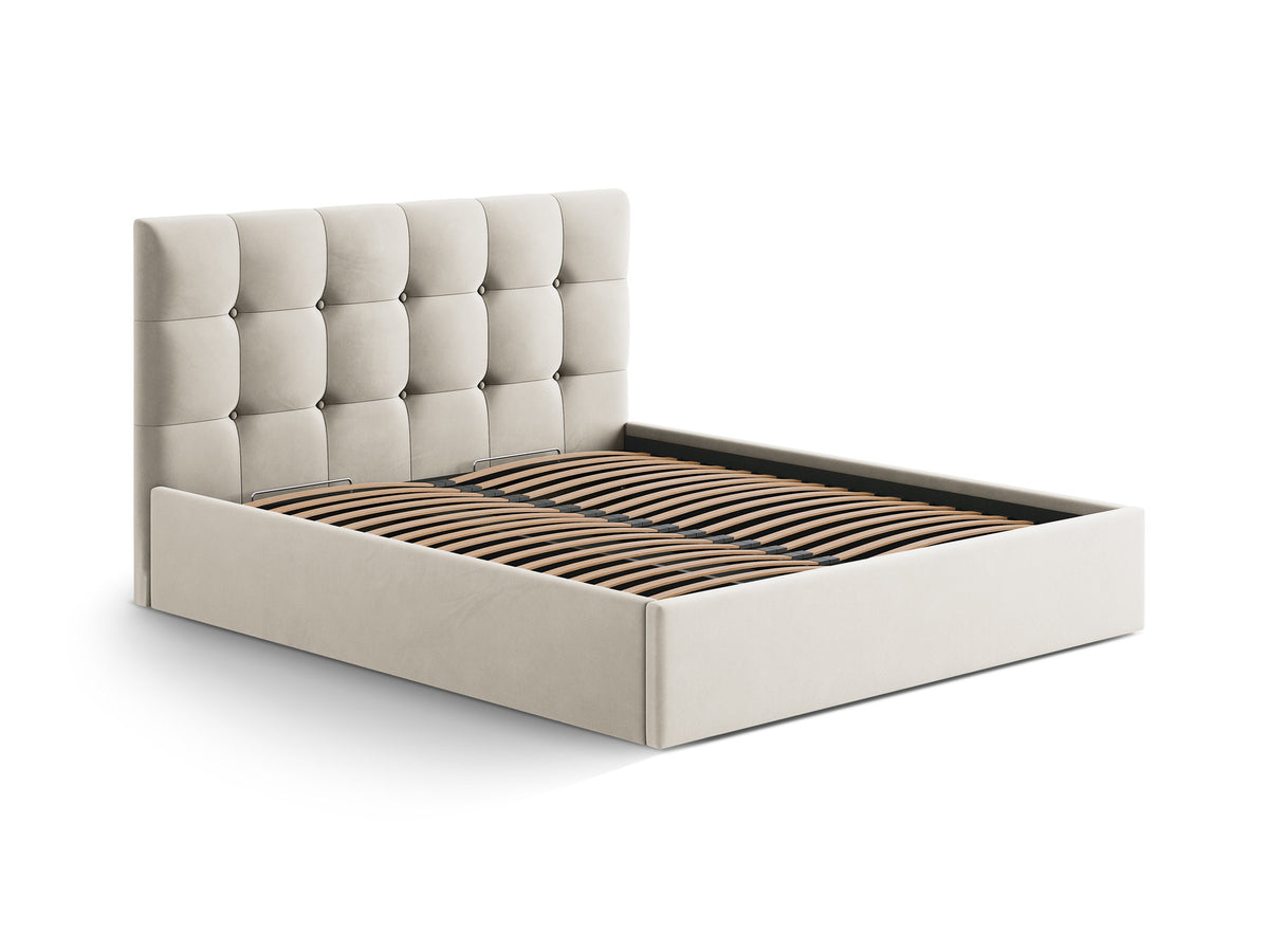 Susan Bett mit Stauraum 160cm in Dark Beige-Bluvel präsentiert im Onlineshop von KAQTU Design AG. Bett ist von Micadoni