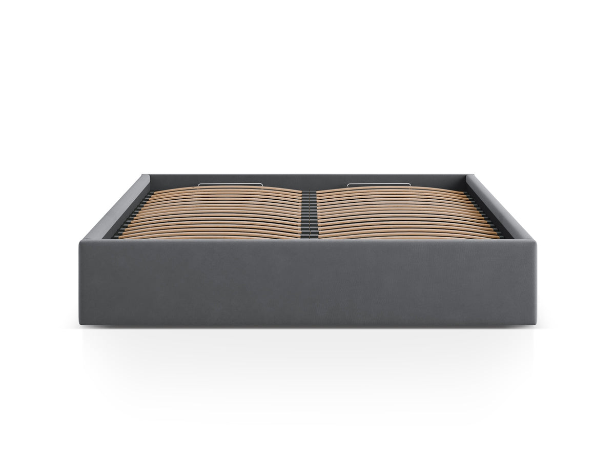 Susan Bett mit Stauraum 160cm in Grey-Bluvel präsentiert im Onlineshop von KAQTU Design AG. Bett ist von Micadoni