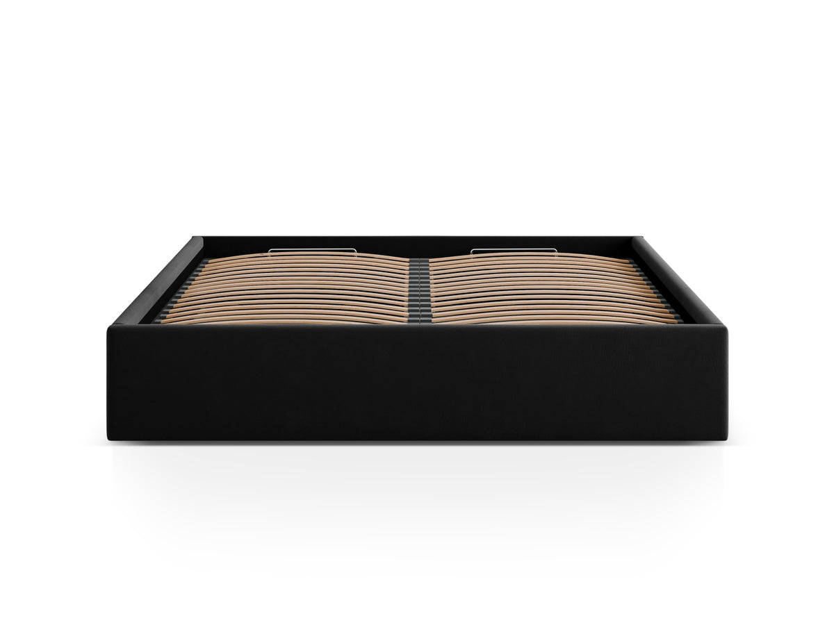 Susan Bett mit Stauraum 160cm in Black-Bluvel präsentiert im Onlineshop von KAQTU Design AG. Bett ist von Micadoni