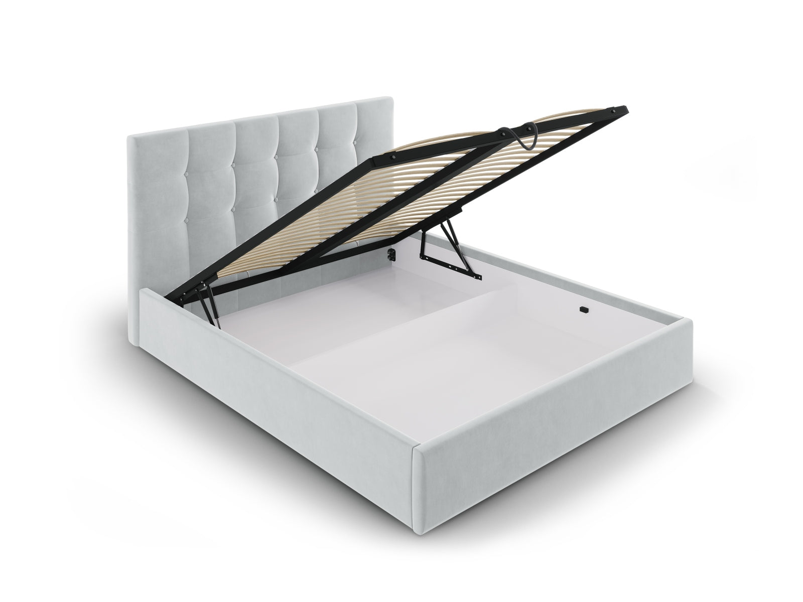 Phaedra Velour Bett mit Stauraum und Headboard  in Light Grey präsentiert im Onlineshop von KAQTU Design AG. Bett ist von Micadoni
