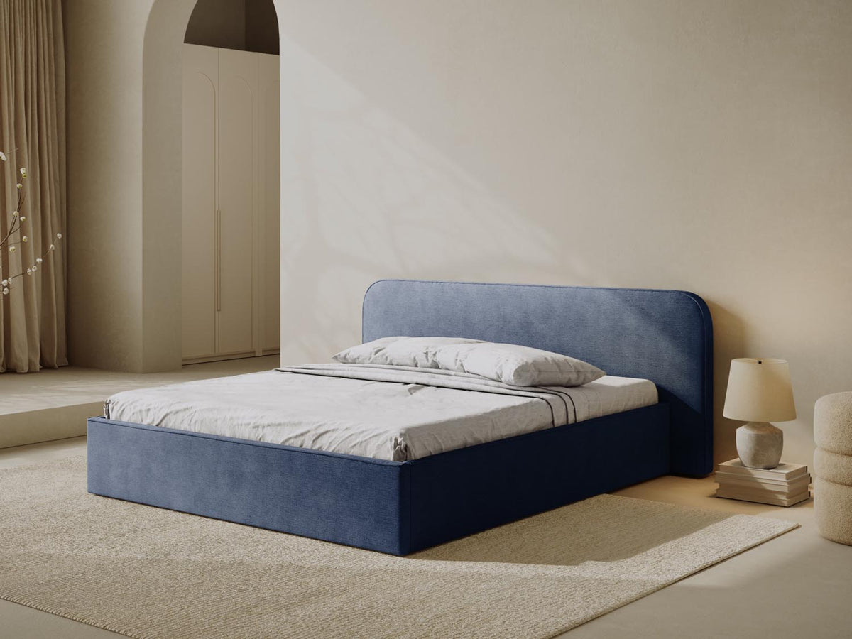 Elizabeth Bett mit Stauraum und Headboard 160cm in Dark Blue-Babel präsentiert im Onlineshop von KAQTU Design AG. Bett ist von Micadoni