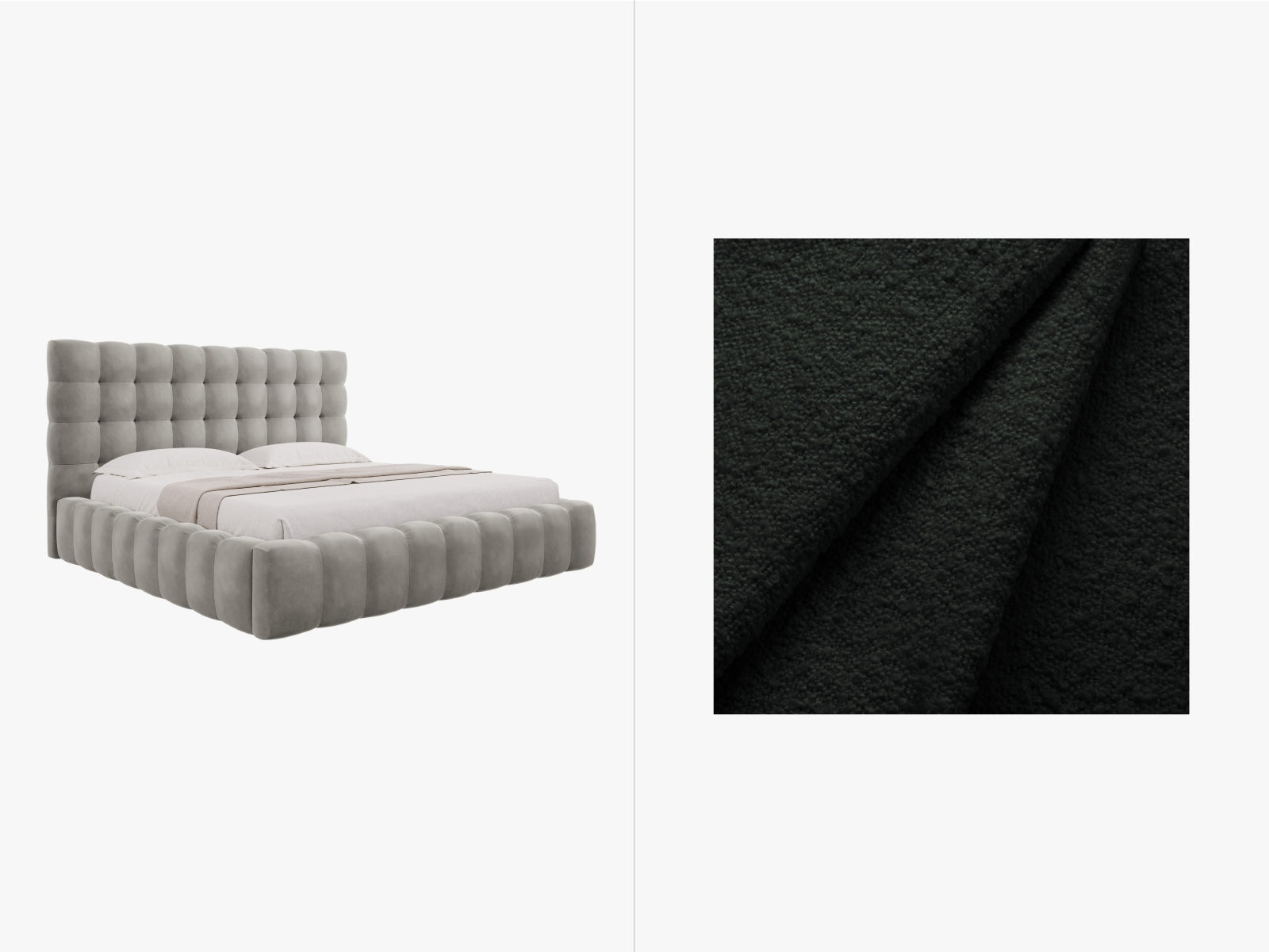 Mamaia Boucle Bett mit Stauraum und Headboard  205cm in Black/Schwarz präsentiert im Onlineshop von KAQTU Design AG. Bett ist von Micadoni