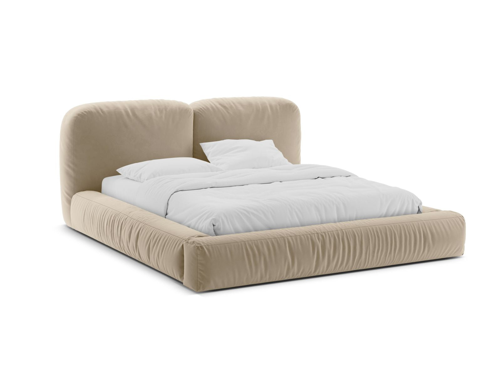 Martina Bett mit Stauraum mit Kopfteil 180cm in Light Beige-Vogue präsentiert im Onlineshop von KAQTU Design AG. Bett ist von Micadoni