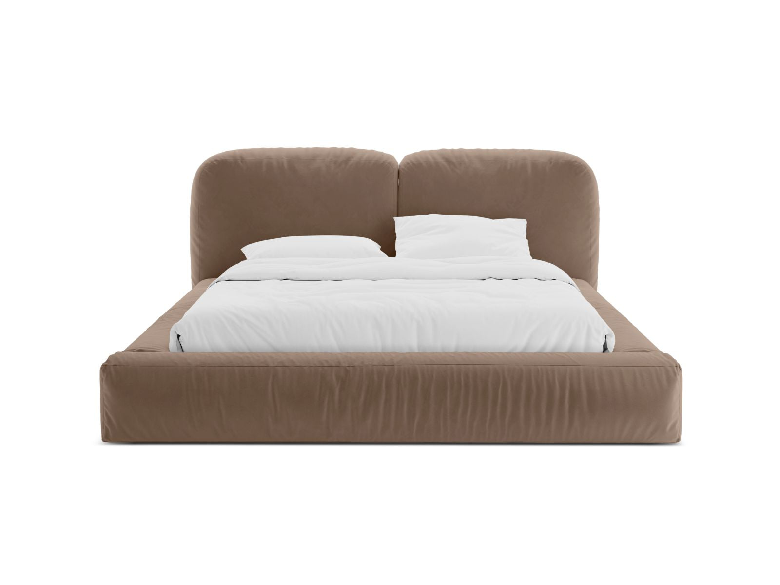 Elegantes Martina Bett mit 180 cm Breite, Stauraum und stilvollem Kopfteil in Dark Beige-Vogue, ideal für modernes Wohnen.