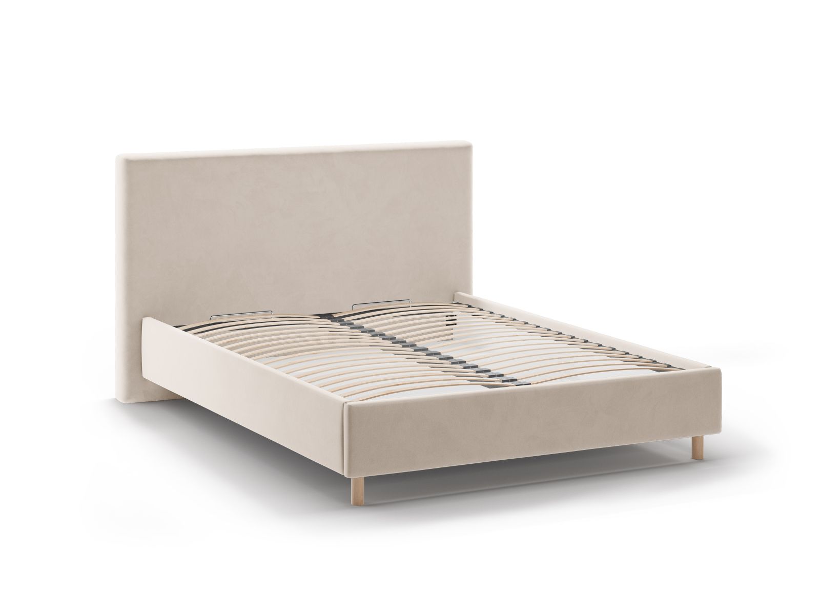 Elegantes Eloise Bett in Ivory-Magic Velvet, 180 cm, mit funktionalem Stauraum und geschmackvollem Kopfteil für ein modernes Schlafzimmer.