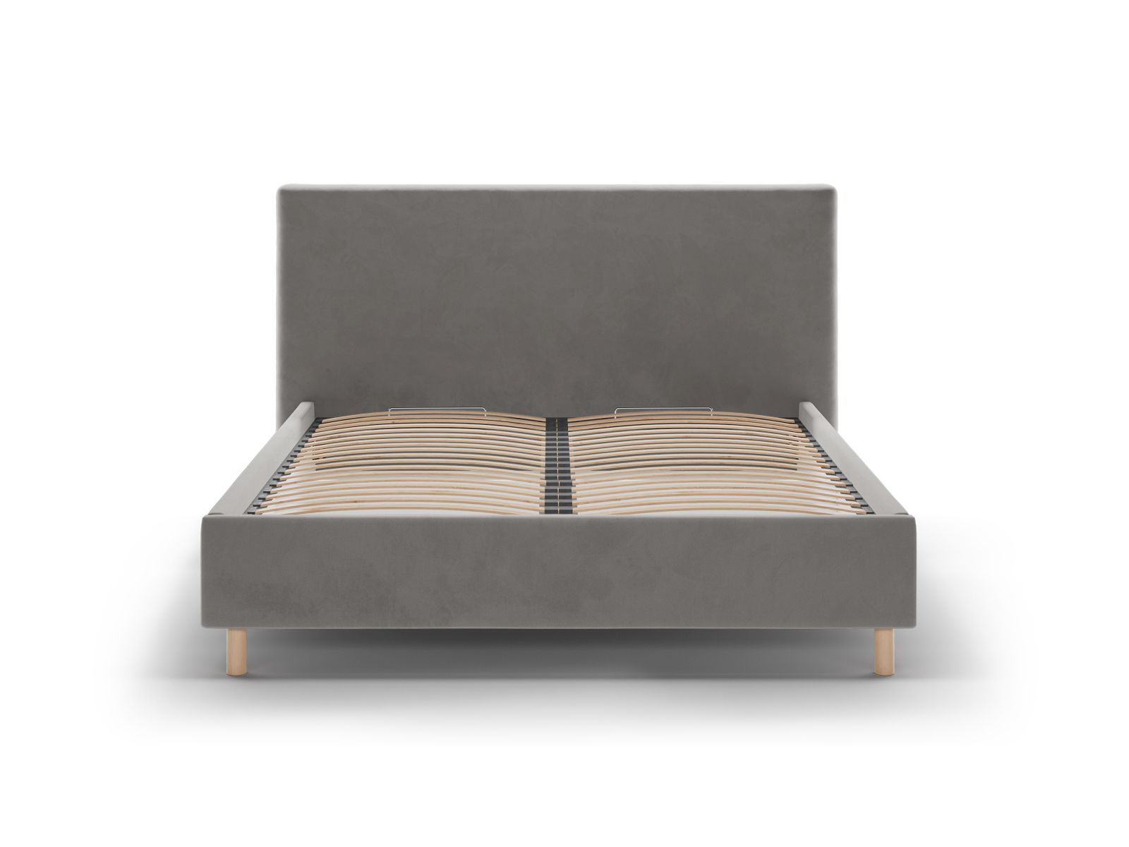 Elegantes Eloise Bett in Dunkelgrau mit Kopfteil und praktischem Stauraum, ideal für stilvolle Schlafzimmergestaltung.