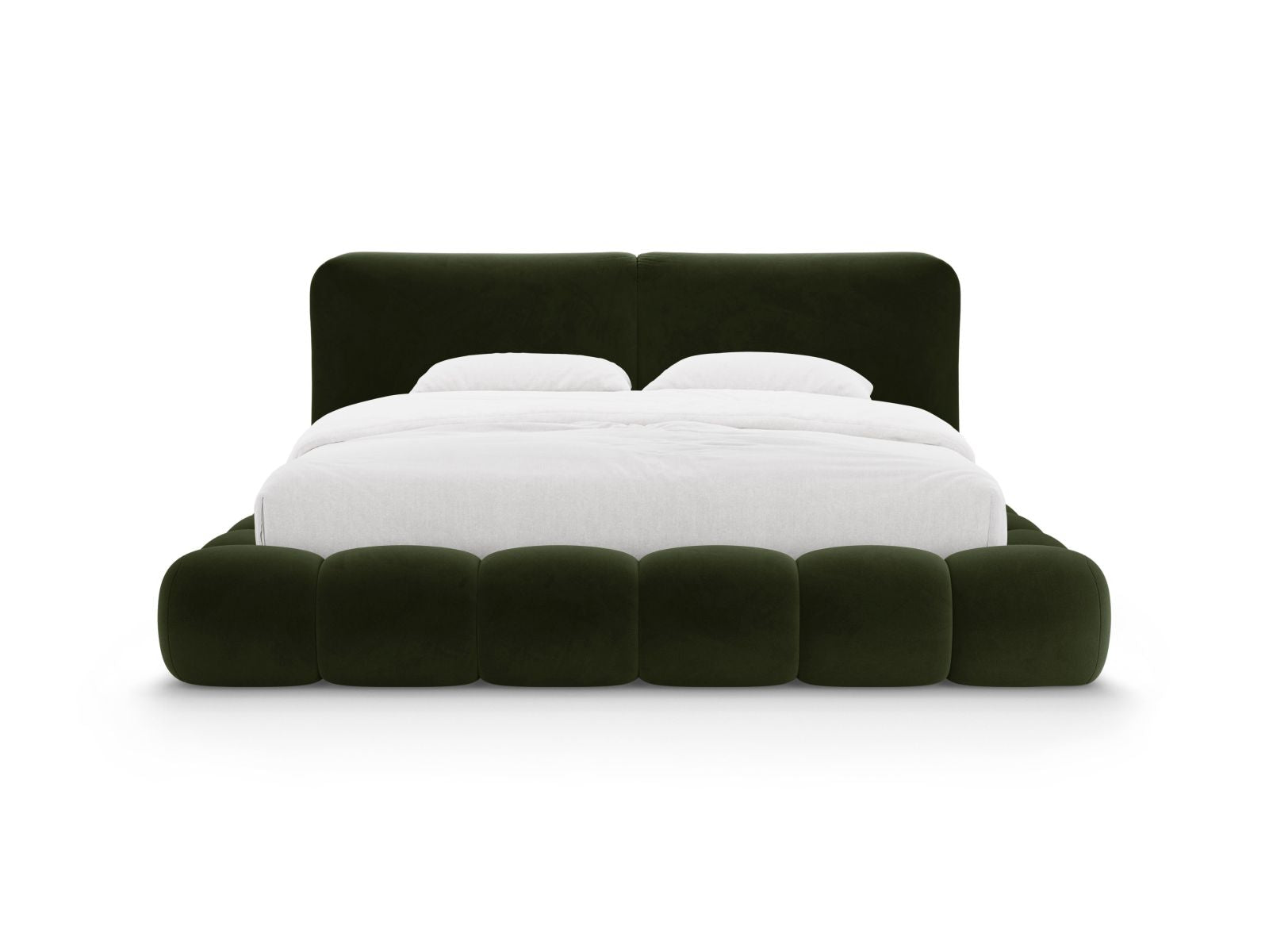 Elegantes Solange Bett in Army Green-Magic Velvet mit praktischem Stauraum und stilvollem Kopfteil, ideal für modernes Wohnen.