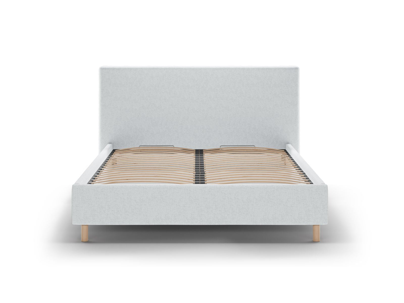 Elegantes Eloise Bett in Light Grey-Moly mit praktischem Stauraum und stilvollem Kopfteil, ideal für moderne Schlafzimmer.
