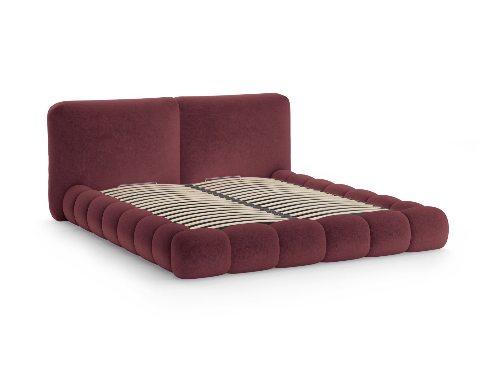 Elegantes Solange Bett mit 180 cm Kopfteil und praktischem Stauraum in Kirschholz, ideal für stilvolle und platzsparende Schlafzimmer.