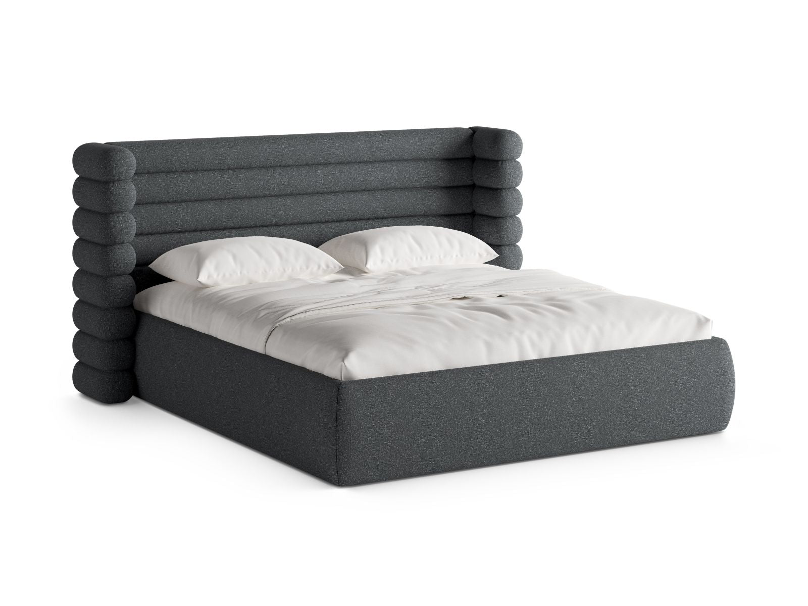 Mount Bett mit Stauraum mit Kopfteil 180cm in Dark Grey Melange-Puente präsentiert im Onlineshop von KAQTU Design AG. Bett ist von Micadoni