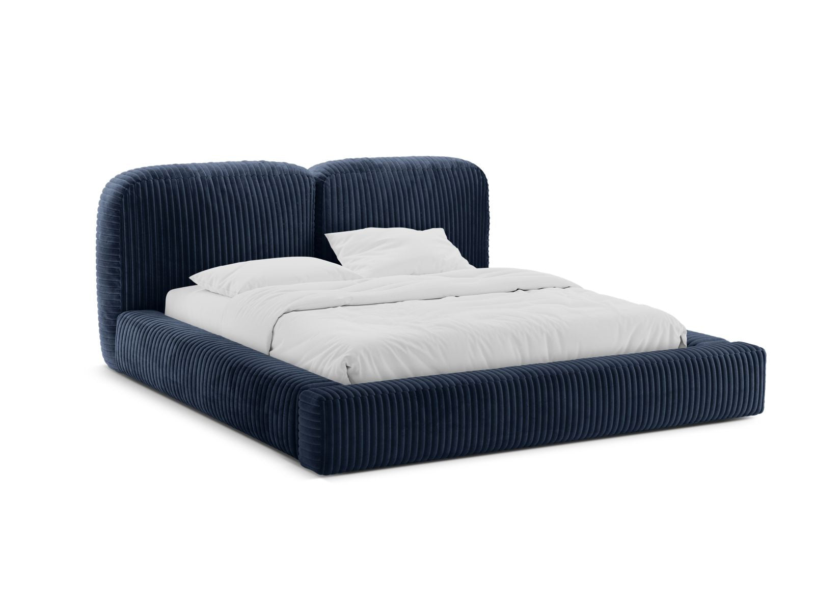 Martina Bett mit Stauraum mit Kopfteil 180cm in Navy Blue-Tilia präsentiert im Onlineshop von KAQTU Design AG. Bett ist von Micadoni
