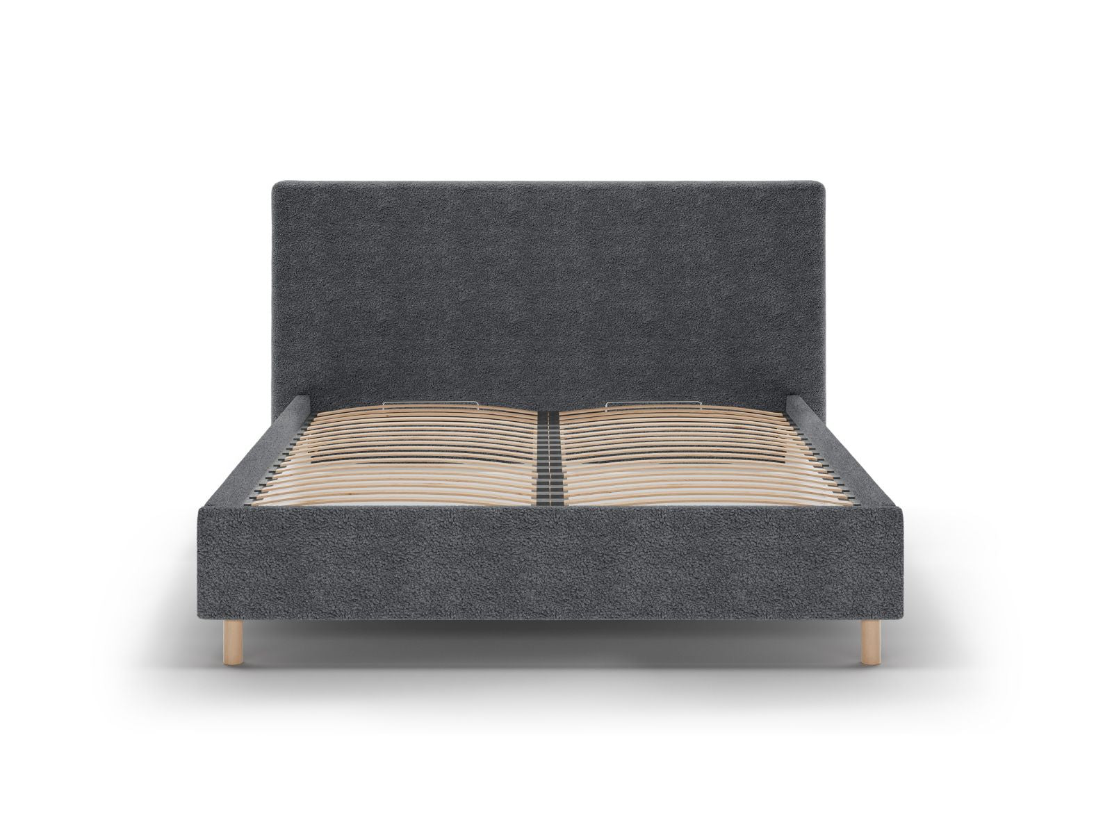 Elegantes Eloise Bett in Dunkelgrau mit praktischem Stauraum und stilvollem Kopfteil, ideal für moderne Schlafzimmer.