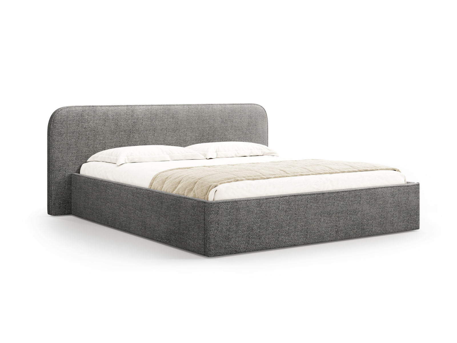 Erleben Sie das elegante Elizabeth Boucle Bett von Micadoni. Mit integriertem Stauraum und einem stilvollen Headboard – perfekt für Ihr modernes Schlafzimmer!