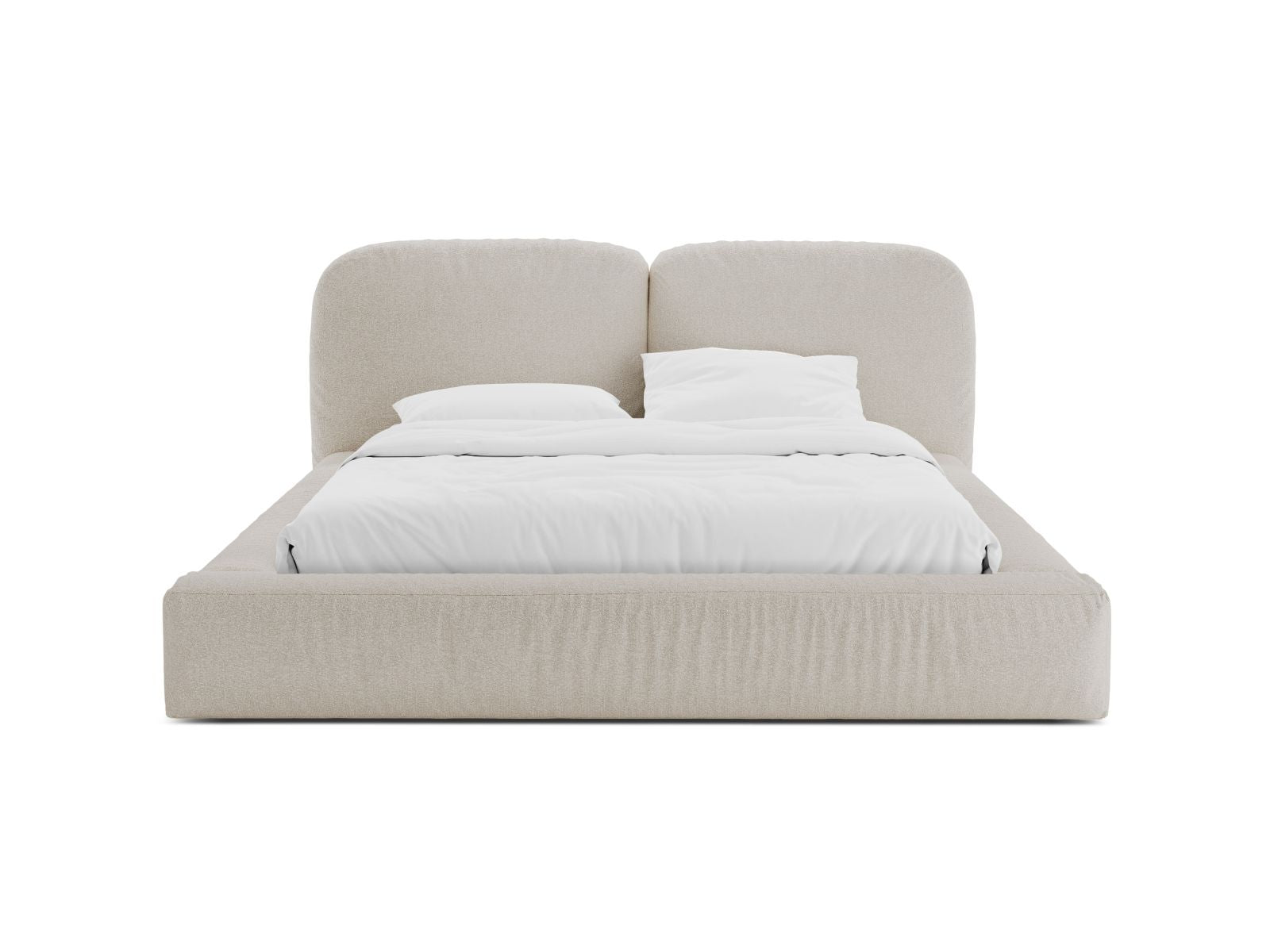 Elegantes Martina Bett mit 180 cm Breite, Stauraum und stilvollem Kopfteil in Beige-Monet, ideal für modernes Wohnen.