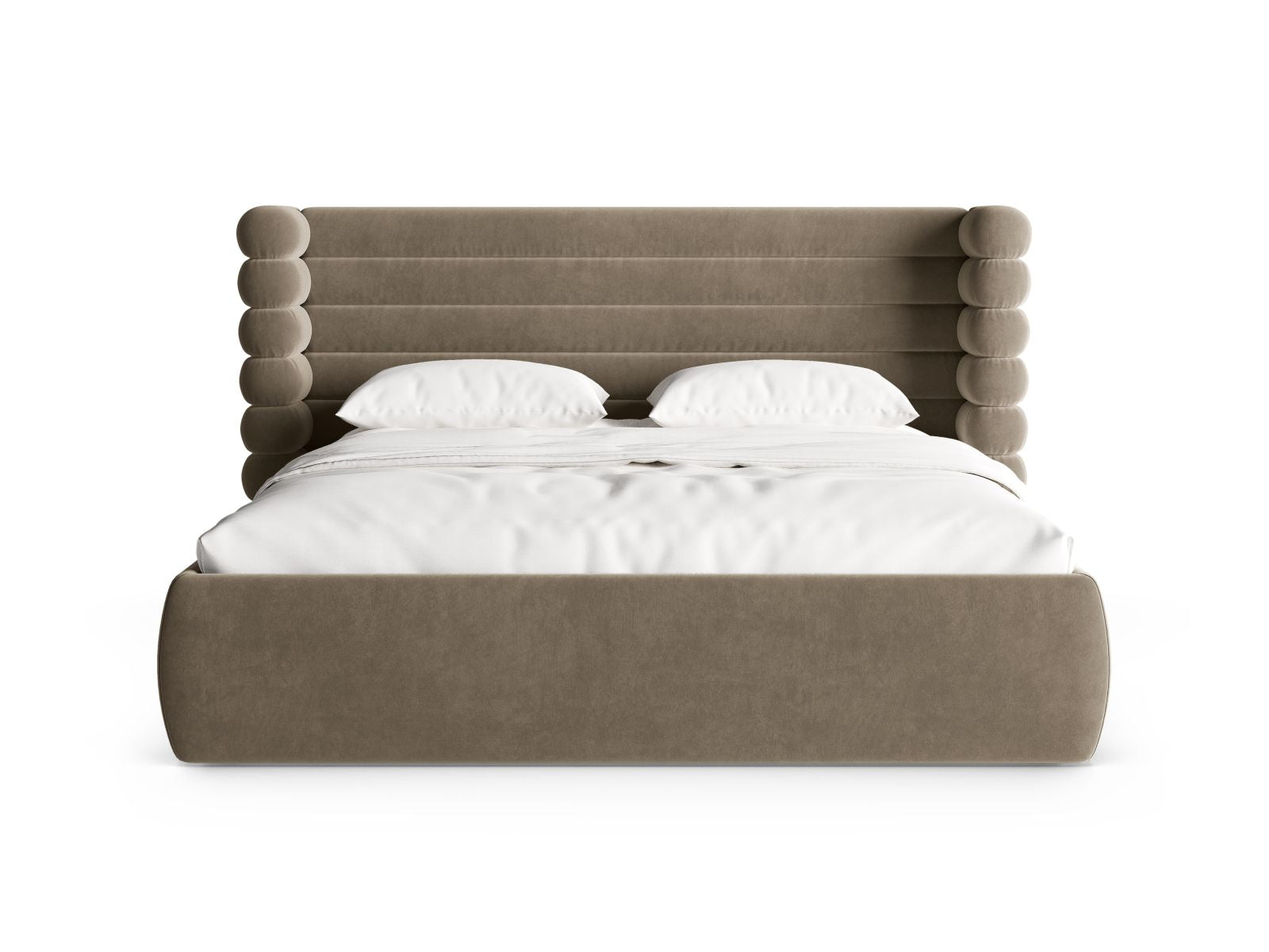 Stylisches Mount Bett mit 180 cm Breite, Kopfteil und praktischem Stauraum in Grey Brown-Salvador, ideal für modernes Wohnen.